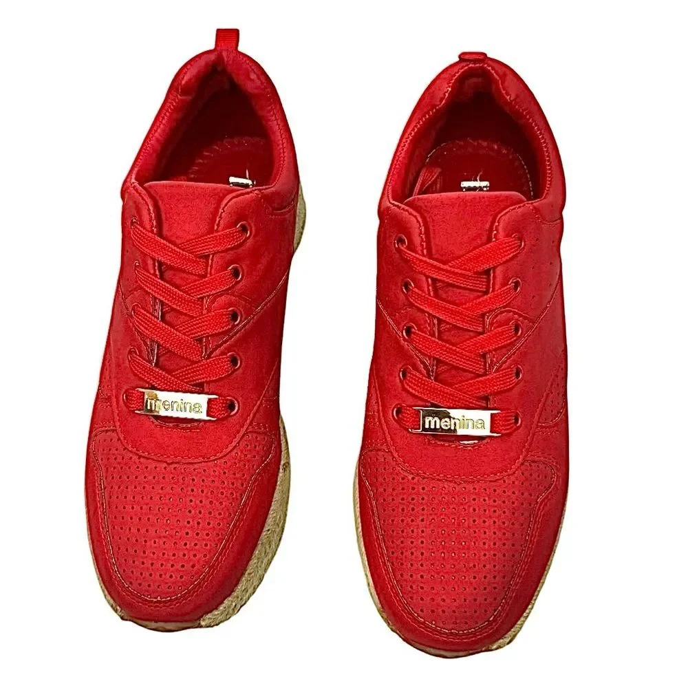 Menina Womens Roma 4 Lace Up Low Top Solid Platform Cork Size 9 Wedge Shoes